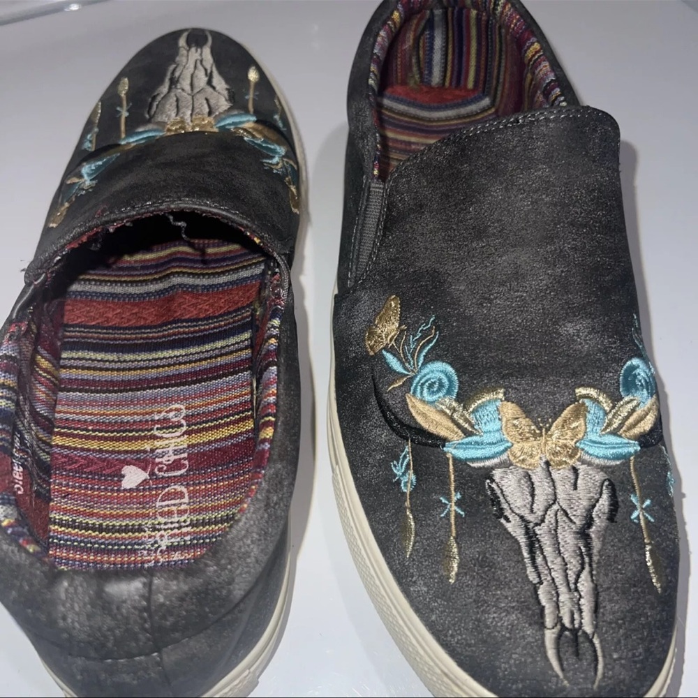Southern Fried Chics Embroidered Boho Western Slip-On Sneakers Size 8 - Picture 6 of 7